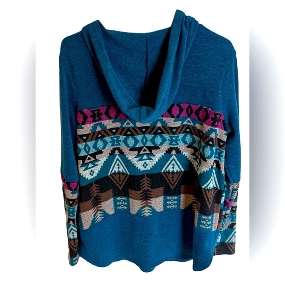 Style Rack Aztec Pattern Blue Purple Hoodie Sweatshirt Size Large - Picture 3 of 3